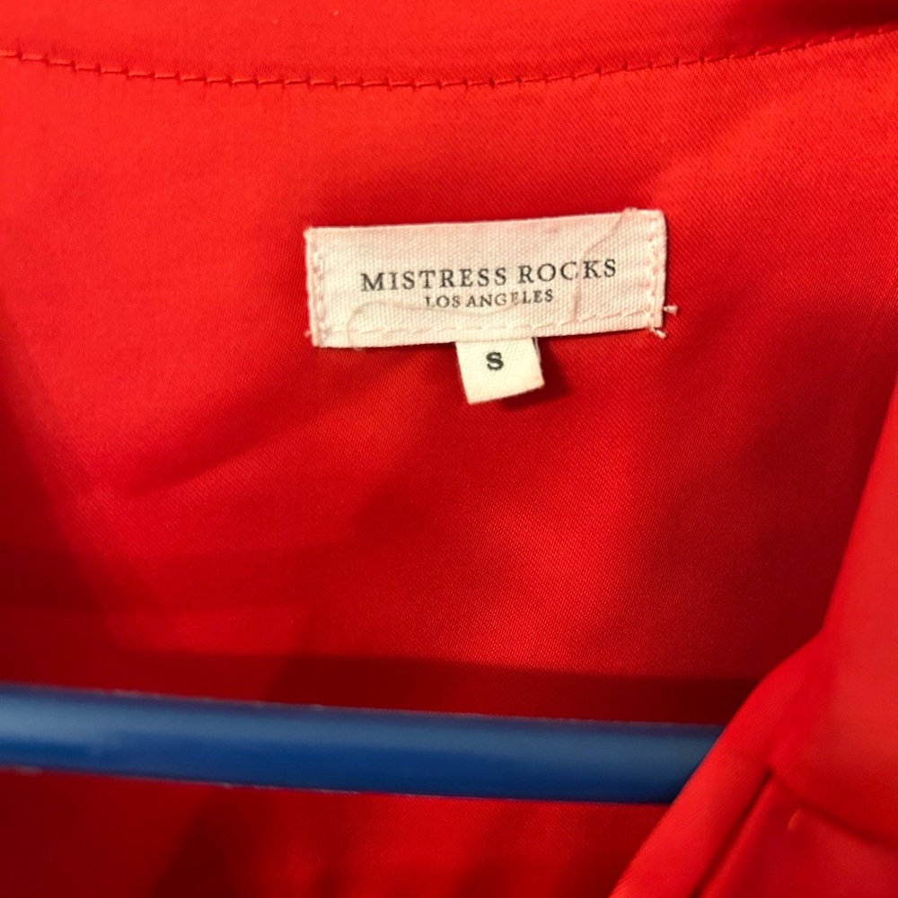 Mistress Rocks Red Satin Tie-Front Blouse - Picture 4 of 4